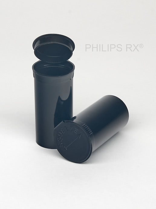 30 Dram Philips RX Pop Top Container Opaque Black 150 Count